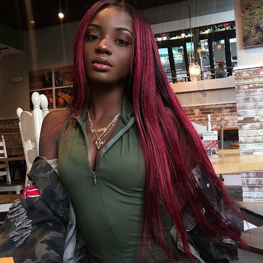 Straight burgundy hairstyle